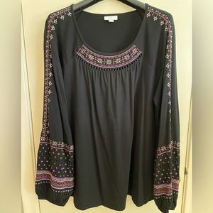 J Jill size large black long pullover  peasant top